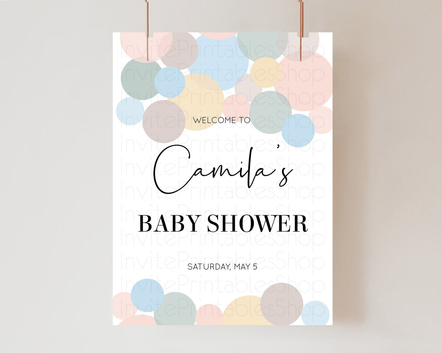 Rainbow Baby Shower Welcome Sign Pastel Welcome Board Pastel Rainbow Confetti Welcome Sign Colorful Bubbles Pastel Welcome Sign D10602