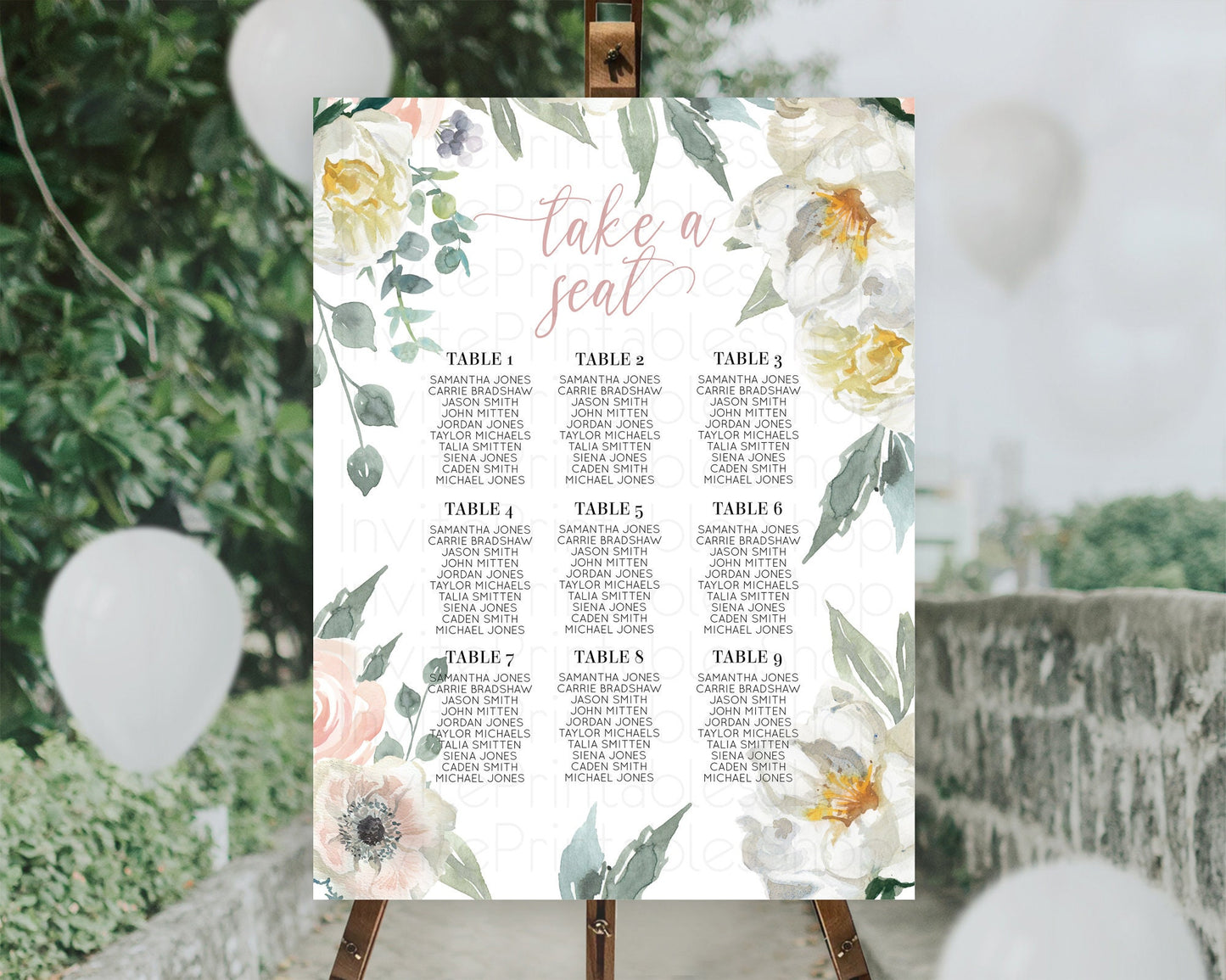 Secret Garden Seating Chart Wildflower Seating Chart Pastel White Flower Seating Chart Enchanted Garden Boho Floral Take A Seat Décor D10121