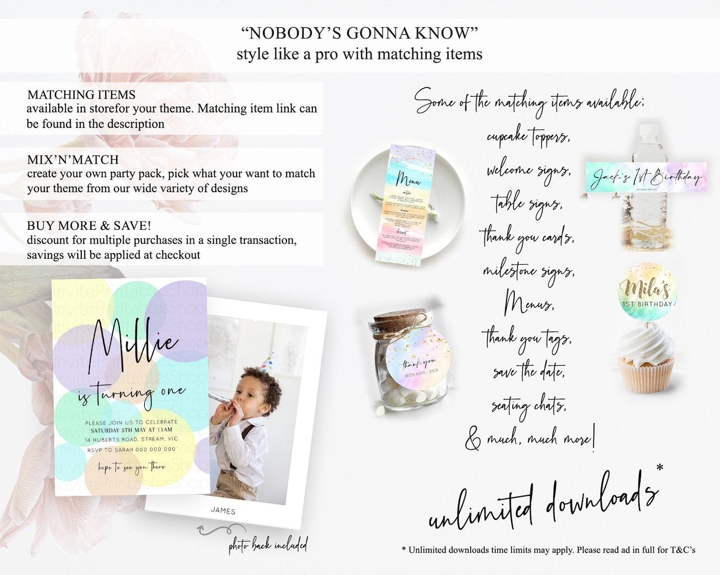 Pastel Birthday Invitation Pastel Confetti Birthday Invitation Bubbles Invitation Colorful Rainbow Confetti 2nd 1st First Birthday D10414