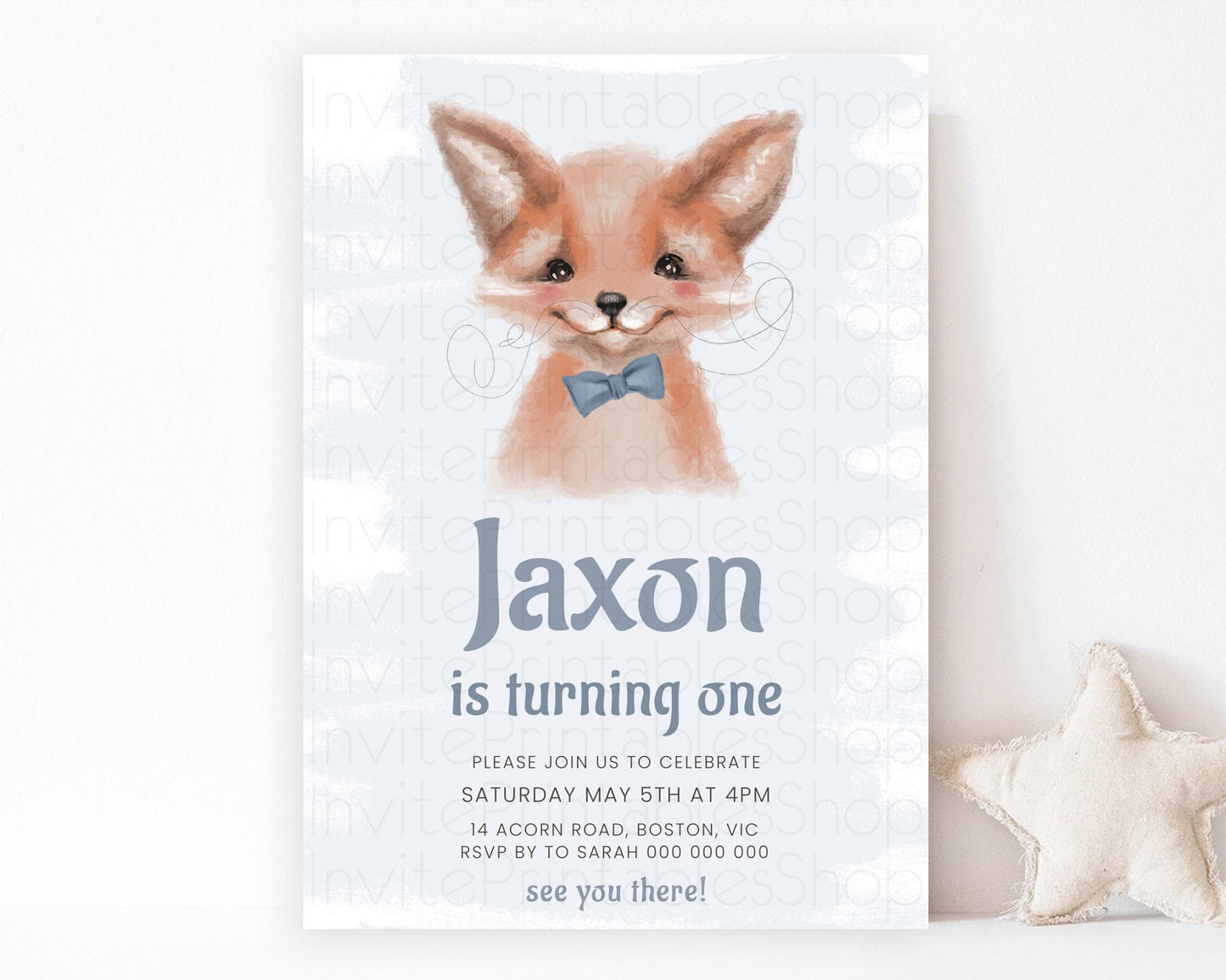 Fox Birthday Invitation Fox Invite Mr. Fox Birthday Baby Fox Party Forest Adventure Enchanted Woods Wild One 1st 2nd 3rd Birthday D10657