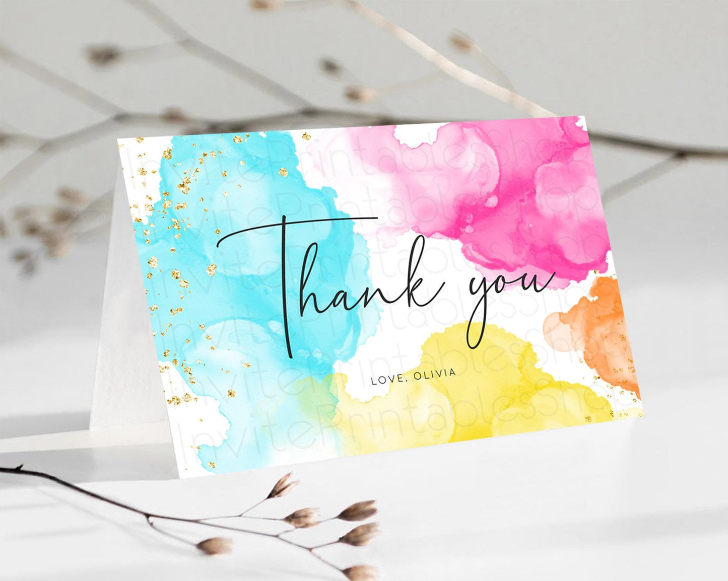 Editable Pastel Thank You Rainbow Thank You Card Colorful Pastel Birthday Th