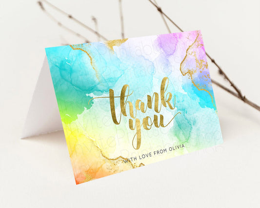 Editable Pastel Thank You Rainbow Thank You Card Colorful Pastel Birthday Th