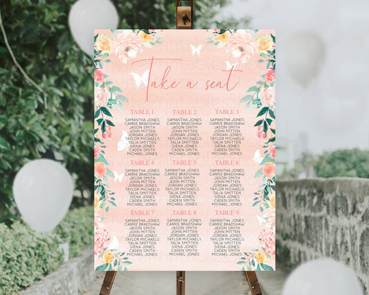 Editable Secret Garden Seating Chart Wildflower Seating Chart Pastel Flowers