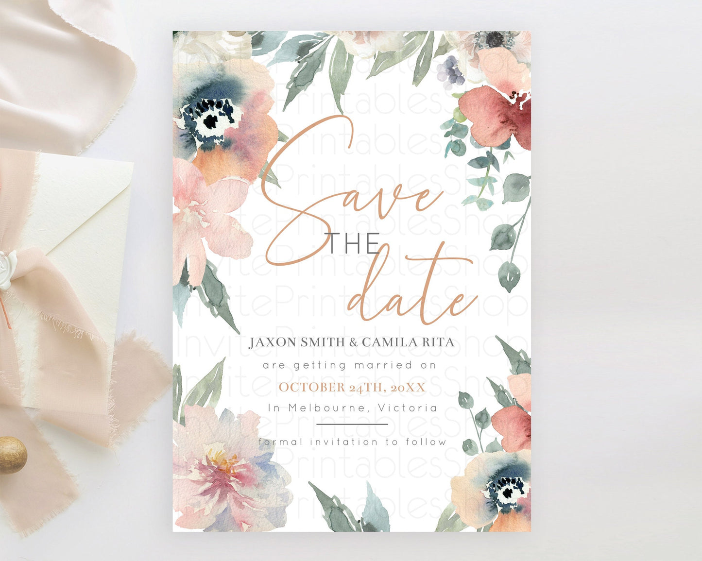 Wildflower Save The Date Template Secret Garden Save The Date Pastel Floral Garden Party Boho Flowers Birthday Baby Shower Wedding D10787