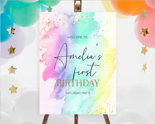 Editable Pastel Welcome Sign Pastel Rainbow Welcome Sign Colorful Rainbow Co