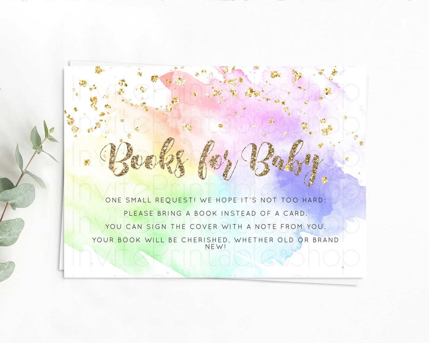 Pastel Books For Baby Card Pastel Rainbow Book Insert Colorful Ombre Watercolor Book Card Confetti Glitter Baby Book Poem Request D10319