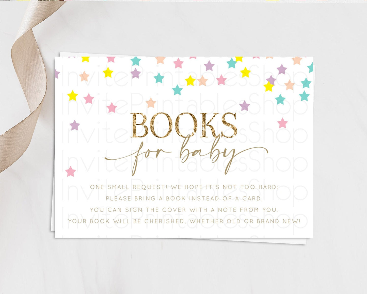 Pastel Star Books For Baby Card Shooting Star Book Insert Twinkle Little Star Book Card Rainbow Confetti Guests Book Poem Request D10601