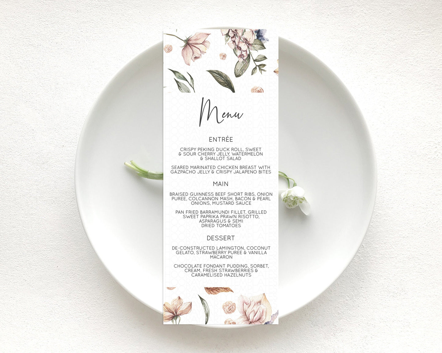 Secret Garden Menu Wildflower Menu Template Pastel Flower Garden Table Decor Boho Floral Dinner Dessert Floral Party Food Menu D10504