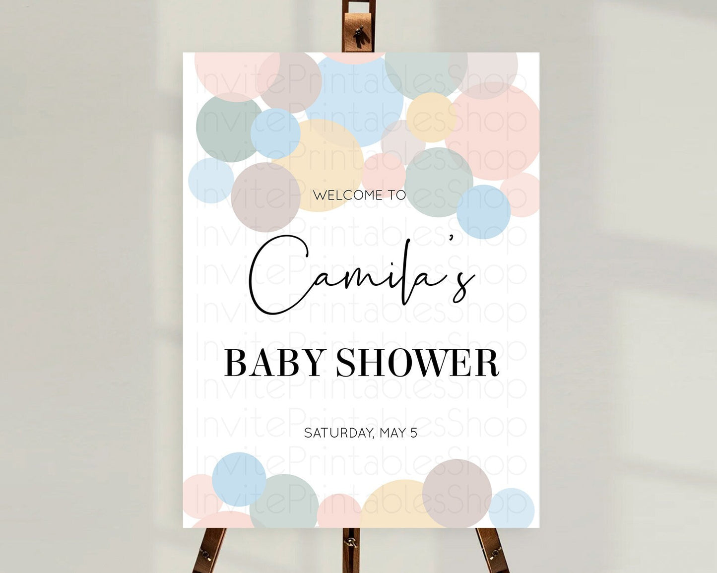 Rainbow Baby Shower Welcome Sign Pastel Welcome Board Pastel Rainbow Confetti Welcome Sign Colorful Bubbles Pastel Welcome Sign D10602