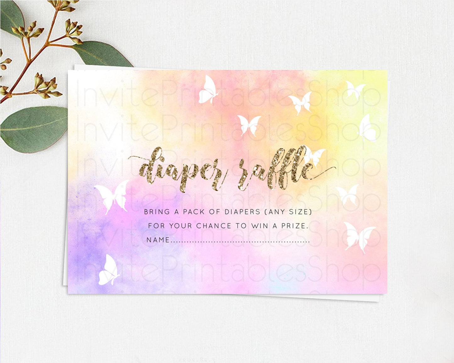 Editable Pastel Diaper Raffle Card Pastel Rainbow Diaper Raffle Insert Color