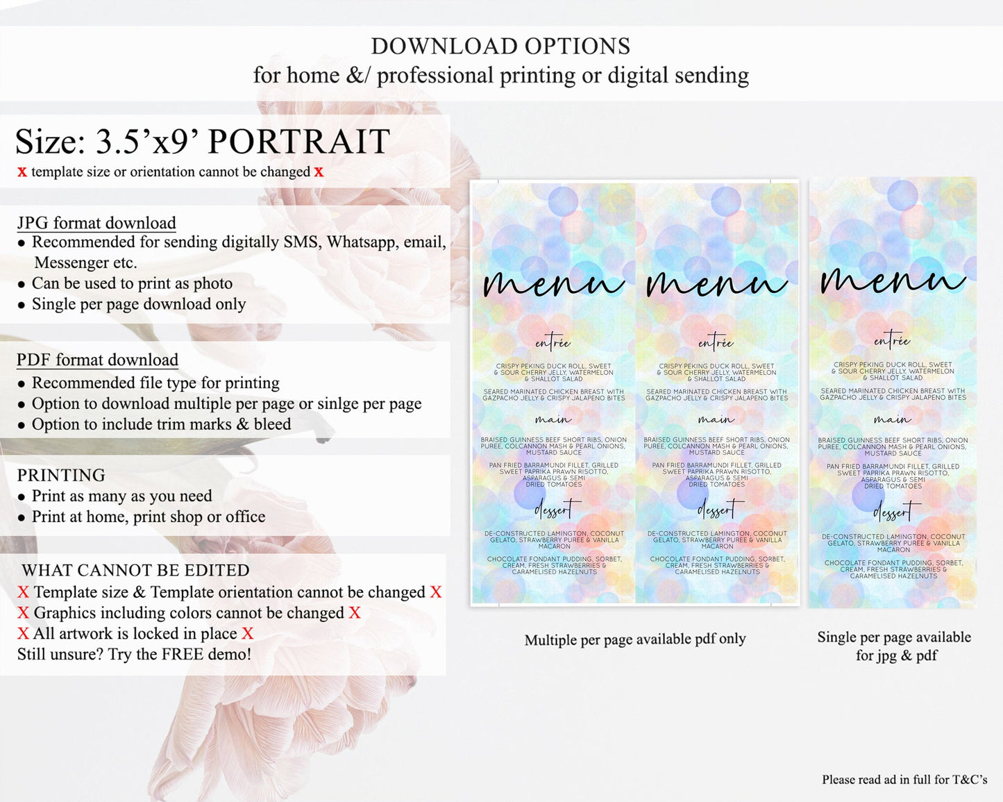 Pastel Menu Bubbles Menu Template Bubble Bath Table Decor Rainbow Pastel Colorful Confetti Dinner Dessert Menu Party Food Menu D10445
