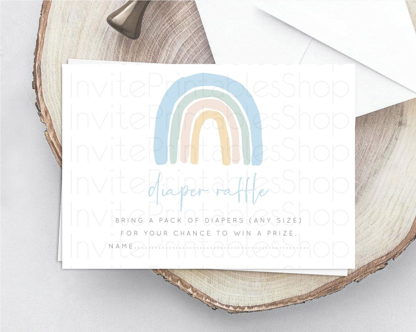 Pastel Rainbow Diaper Raffle Card Boho Rainbow Diaper Insert Boho Rainbow Diaper Ticket Pastel Watercolor Baby Shower Raffle Game D10200