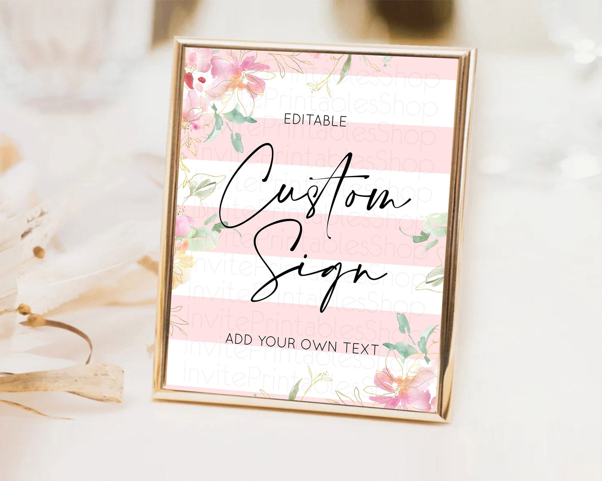 Editable Wildflower Floral Table Sign Decor Secret Garden Sign Template Past