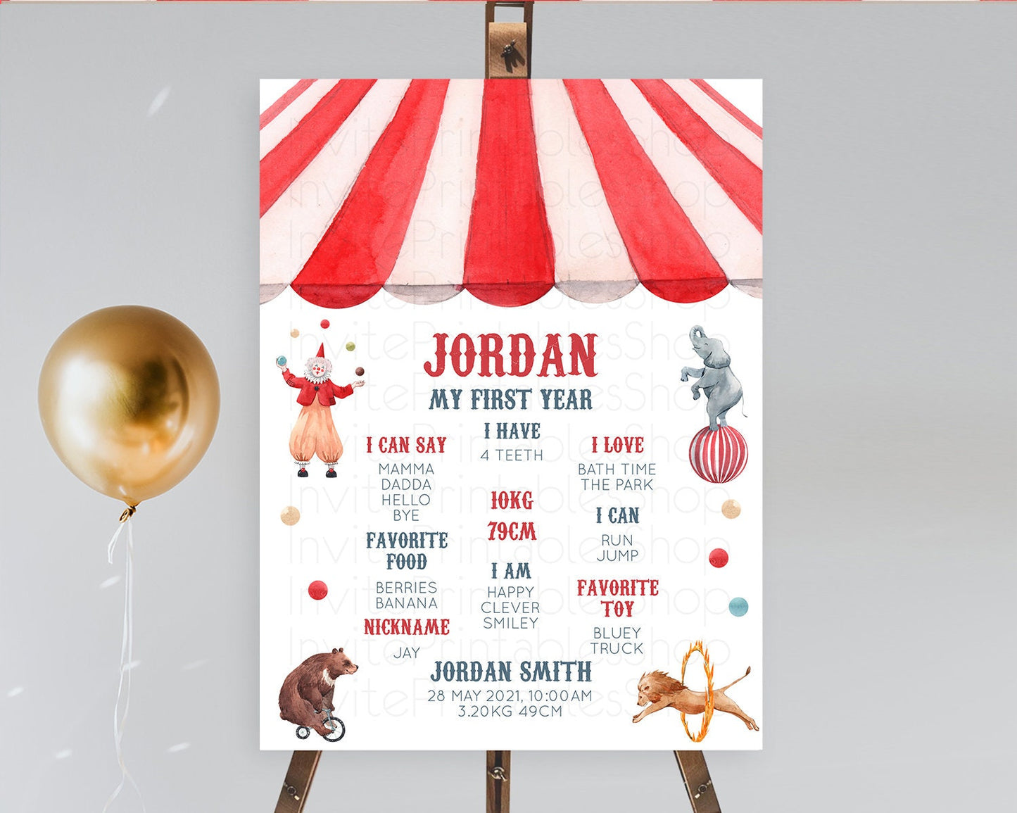 Circus First Birthday Milestone Board Carnival First Birthday Milestone Poster Step Right Up Circus Tent First Birthday Welcome Sign D10533