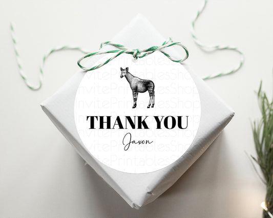 Okapi Thank You Tags Okapi Thank You Gift Tags Okapi Party Favor Tags Safari Adventure Decor Okapi First Birthday Thank You Tags D10283