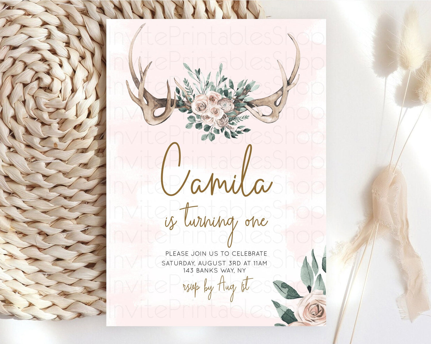 Secret Garden Invitation Wildflower Birthday Invitation Pastel Flowers Invite Enchanted Garden Boho Floral 3rd 2nd First Birthday D11000