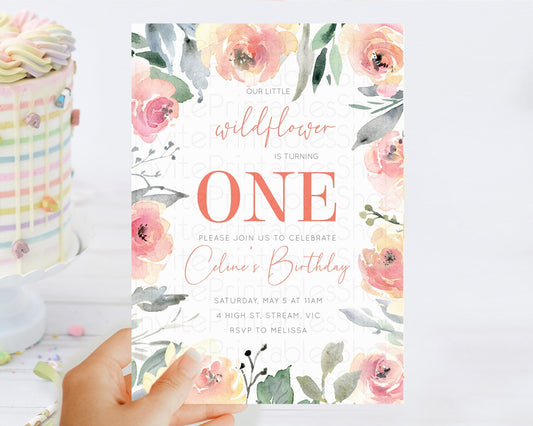 Editable Secret Garden Invitation Wildflower Birthday Invitation Pastel Flow