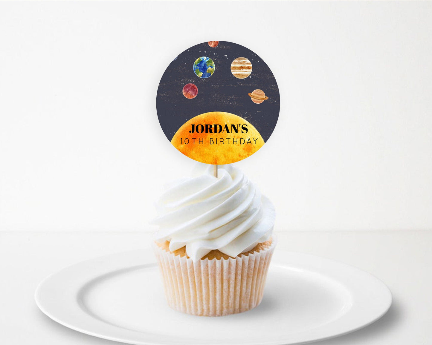 Editable Space Cupcake Toppers Space Decor First Trip Around the Sun Decor D