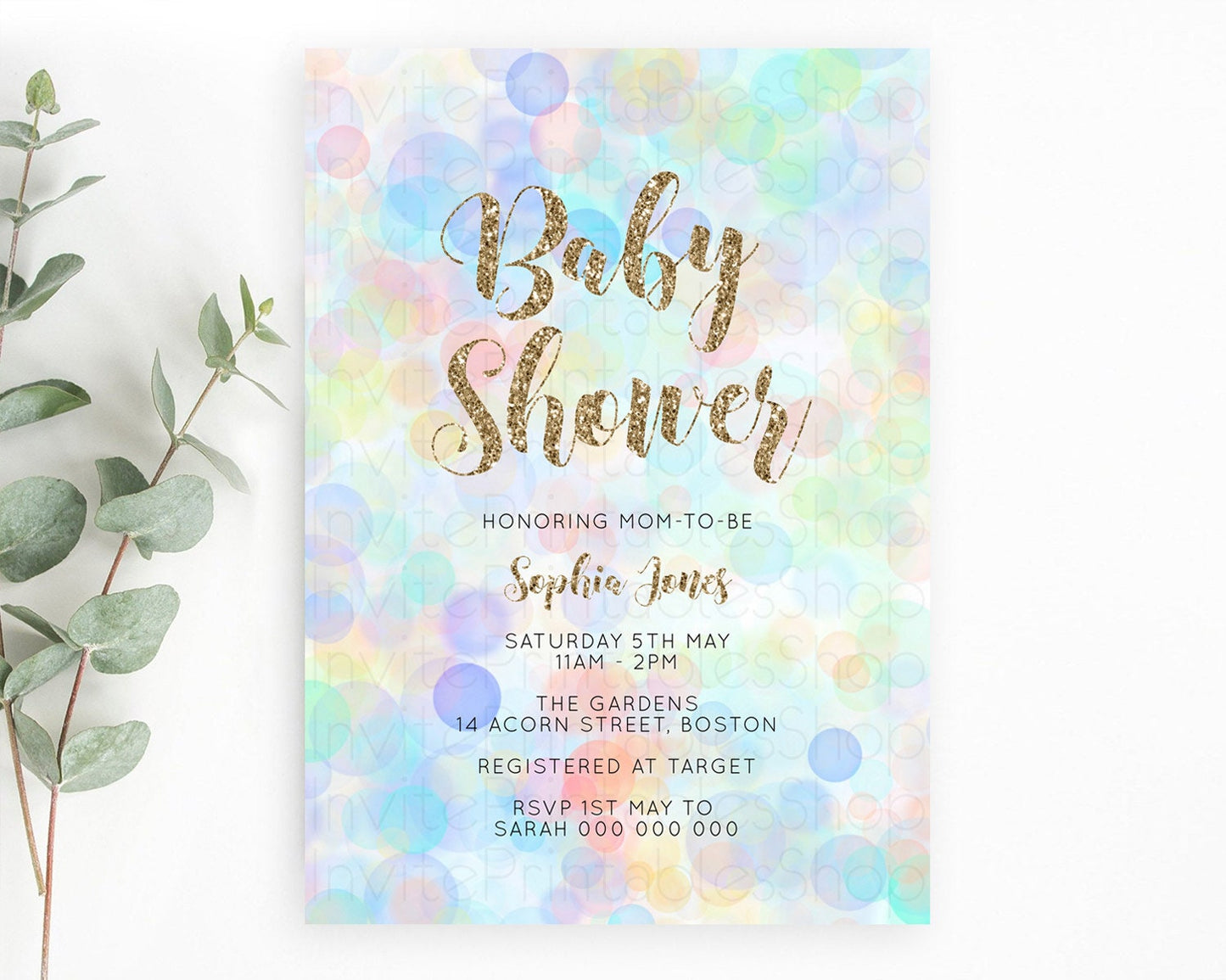 Pastel Confetti Baby Shower Invitation Bath Bomb Baby Shower Invitation Pastel Bubbles Invitation Colorful Watercolour Invitation D10447