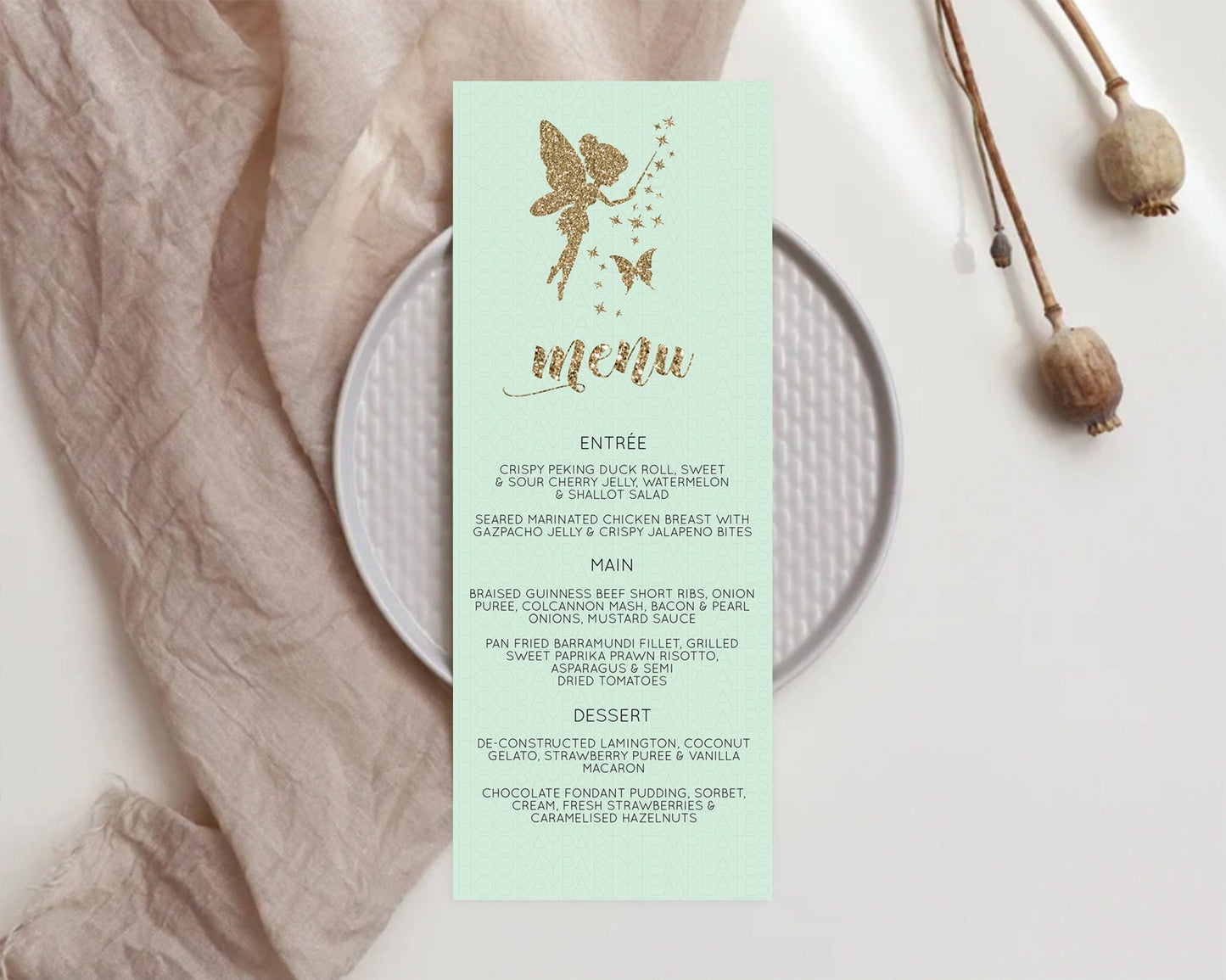 Fairy Menu Fairy Menu Template Enchanted Garden Pastel Floral Butterfly Table Decor Fairy Secret Garden Dinner Dessert Food Menu D10908