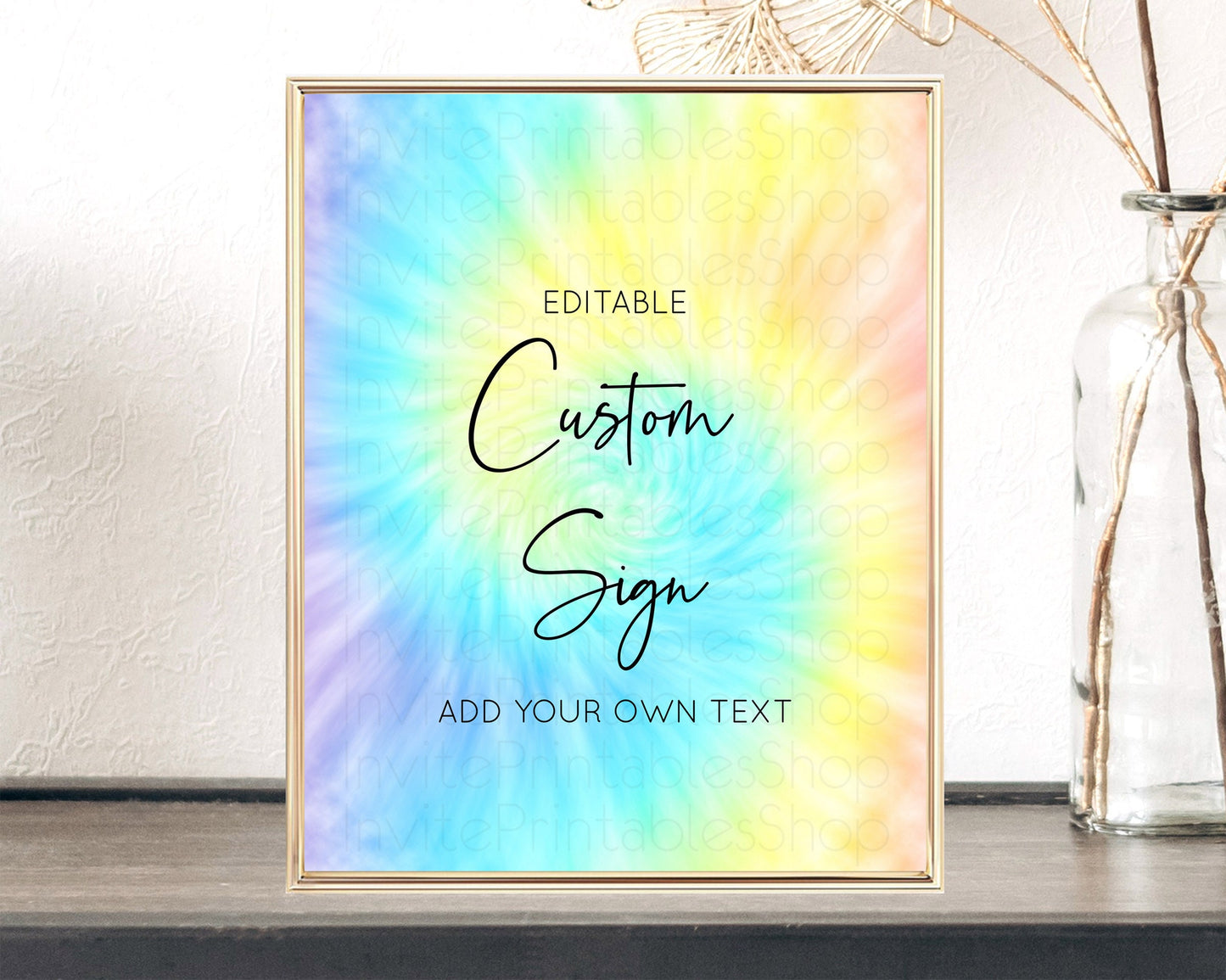 Tie Dye Sign Ombre Table Sign Decor Rainbow Pastel Ombre Watercolor Party 1st Birthday Baptism Baby Shower Bridal Shower Wedding D10578