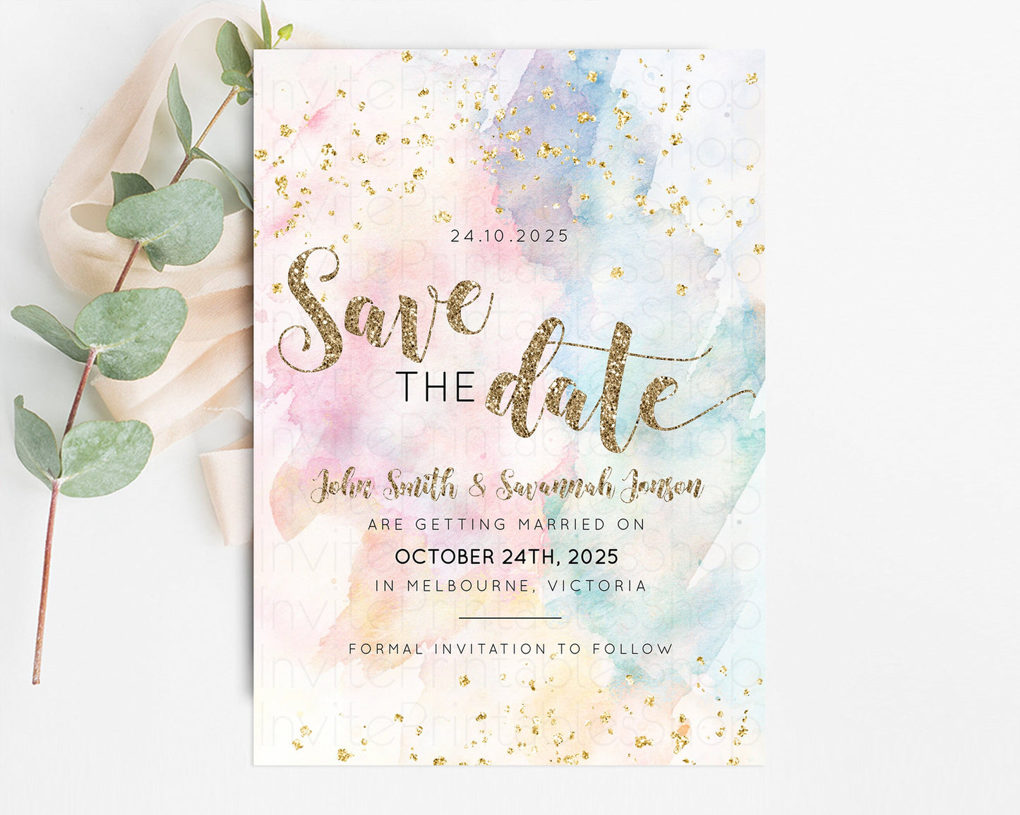 Pastel Save The Date Pastel Colors Save The Date Rainbow Colors Save The Date Ombre Invite Splash Wedding Engaged Baptism Christening 276