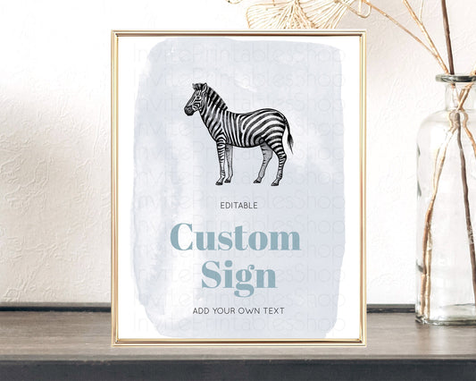 Editable Zebra Sign Zebra Table Sign Decor Zebra Party Sign Template Safari
