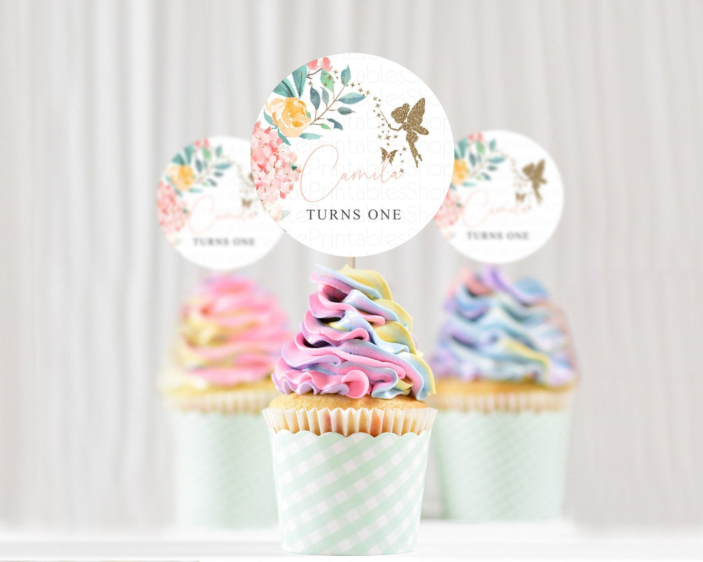 Fairy Cupcake Toppers Pastel Fairy Cupcake Toppers Fairy Floral Garden Cupcake Topper Enchanted Garden Floral Butterfly Party Decor D10789