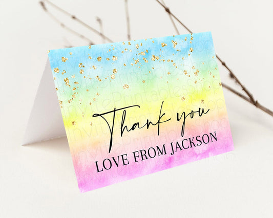 Pastel Thank You Rainbow Thank You Card Colorful Pastel Birthday Thank You Card Confetti Watercolor Pastel Teacher Thank You Cards D10483