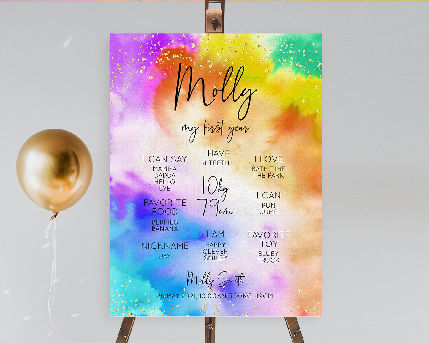 Tie Dye Milestone Board Rainbow First Birthday Milestone Poster Pastel Milestone Colorful Milestone Board Pastel Rainbow Birthday D10530