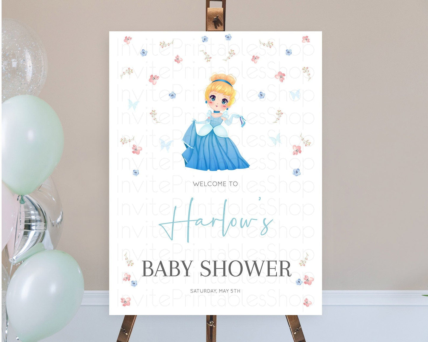 Princess Baby Shower Welcome Sign Castle Welcome Board Secret Garden Enchanted Castle Pastel Floral Garden Baby Shower Welcome Sign D10354