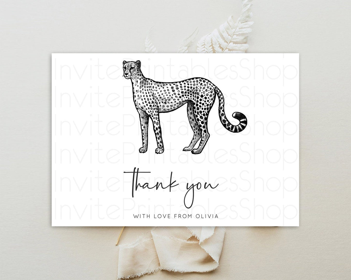 Cheetah Thank You Cheetah Thank You Card Cheetah Party Birthday Thank You Card Safari Card Template Cheetah Teacher Thank You Cards D10290