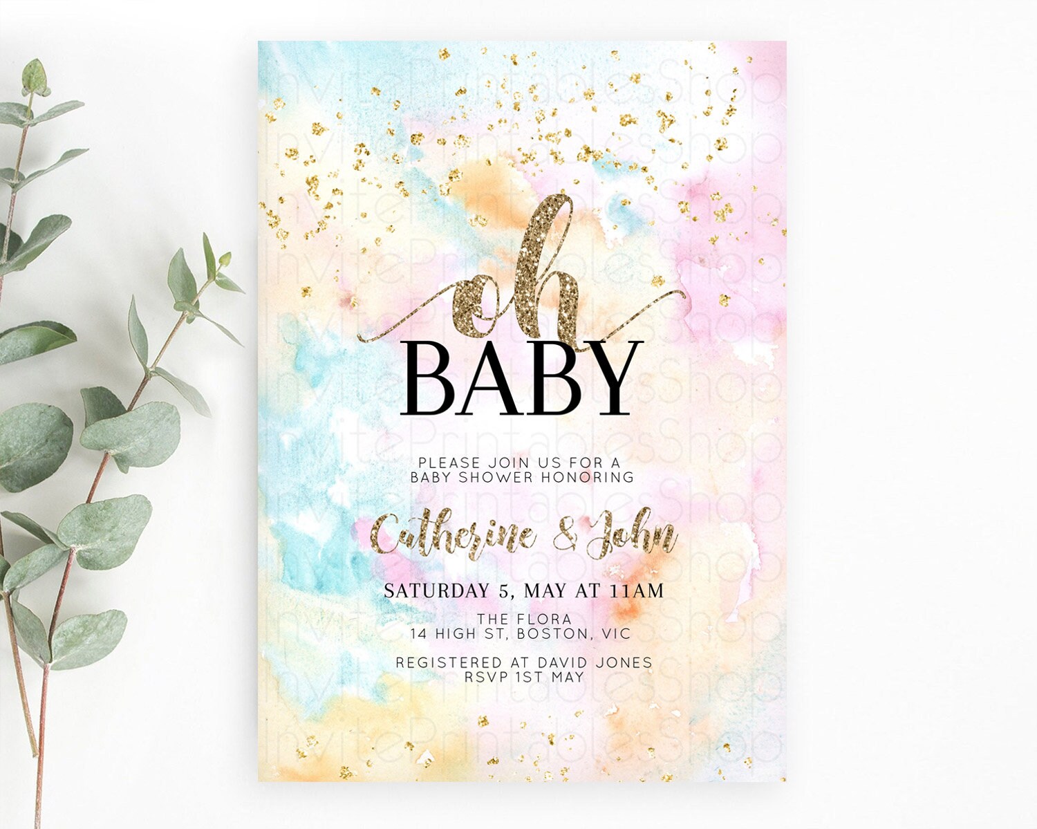 Editable Pastel Baby Shower Invitation Rainbow Baby Shower Invitation Colorf