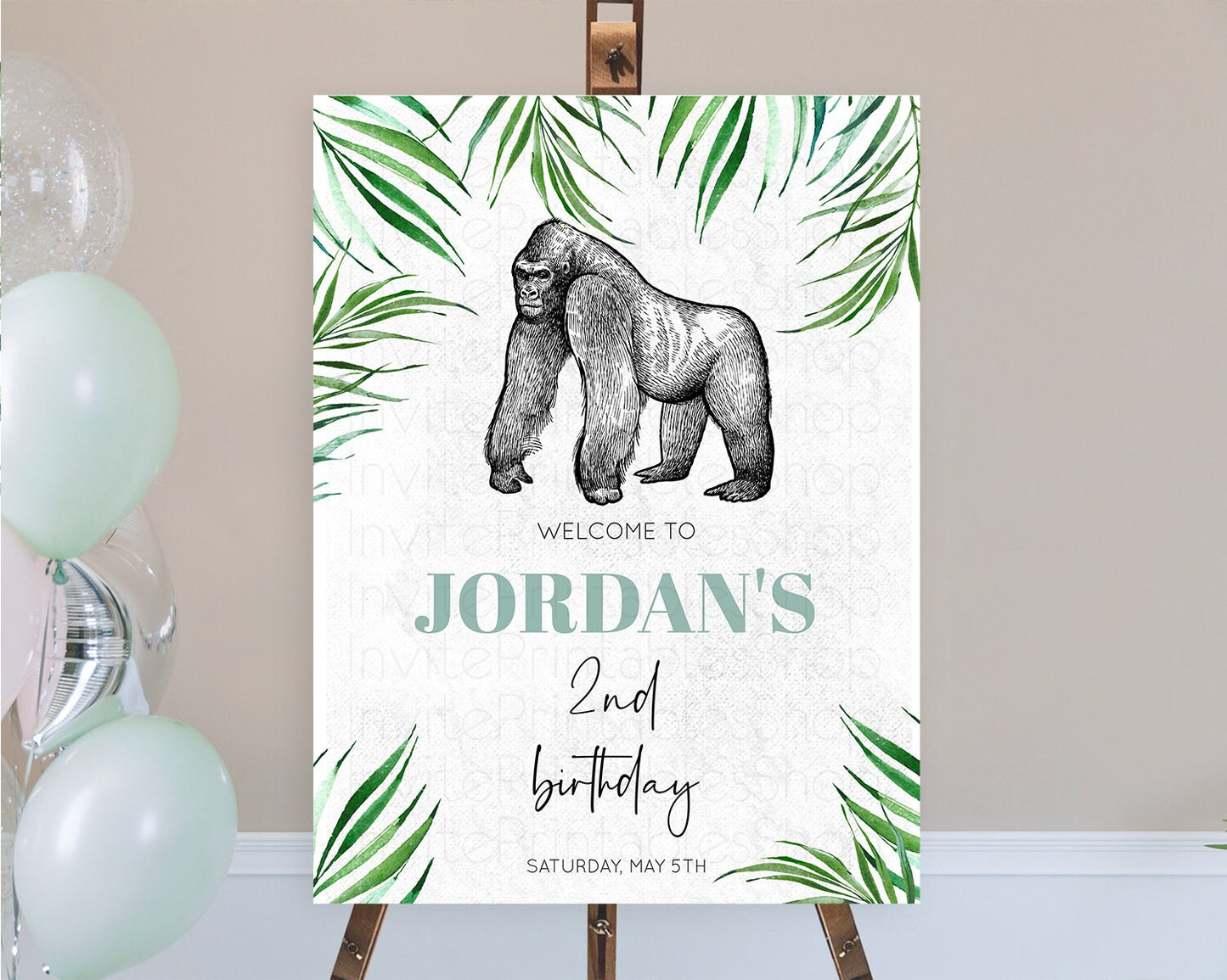 Gorilla Welcome Sign Gorilla Welcome Board Gorilla Party Welcome Poster Safari Adventure Decor Gorilla First Birthday Welcome Sign D10846