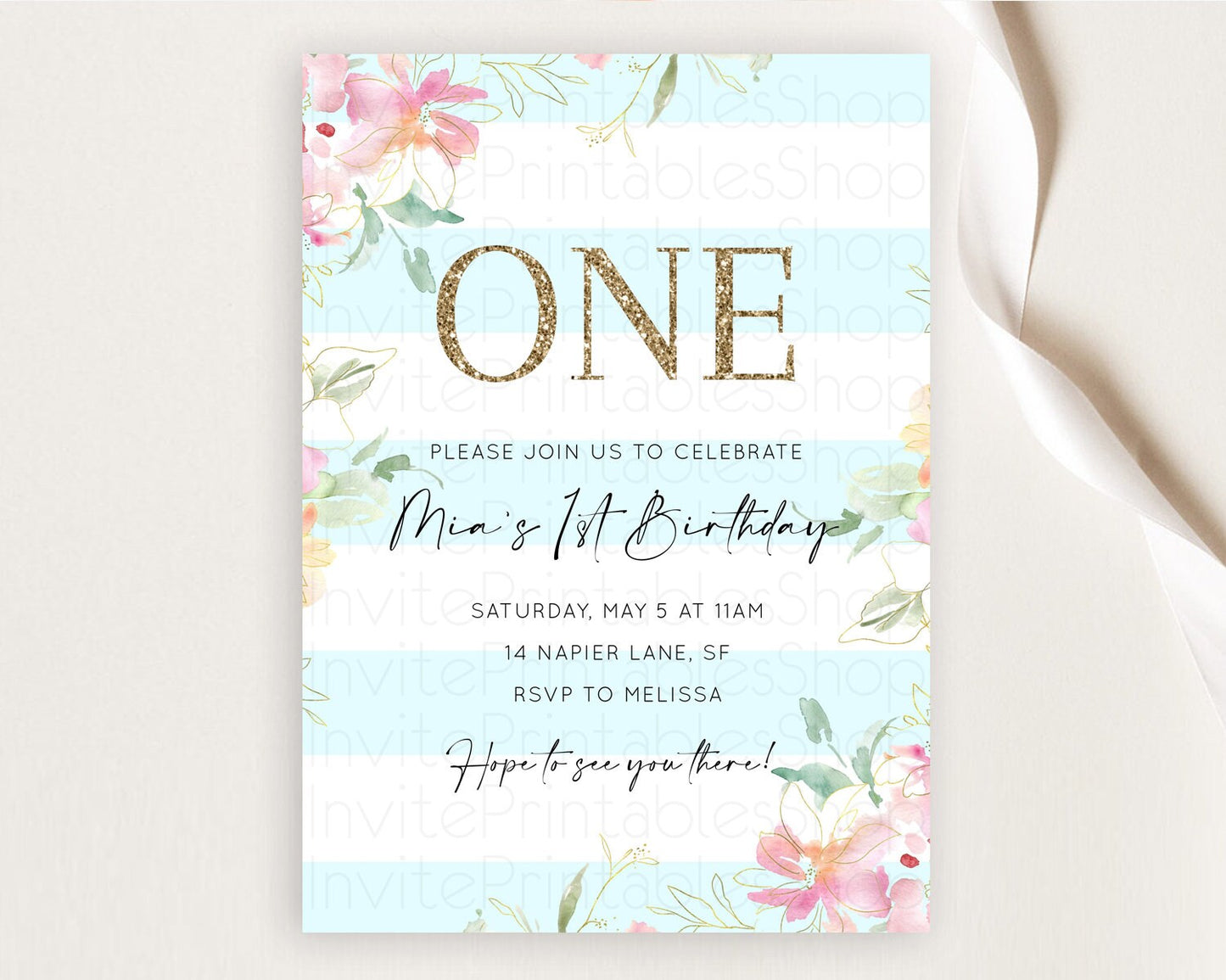 Secret Garden Invitation Wildflower Birthday Invitation Pastel Flowers Invite Enchanted Garden Boho Floral 3rd 2nd First Birthday D10304