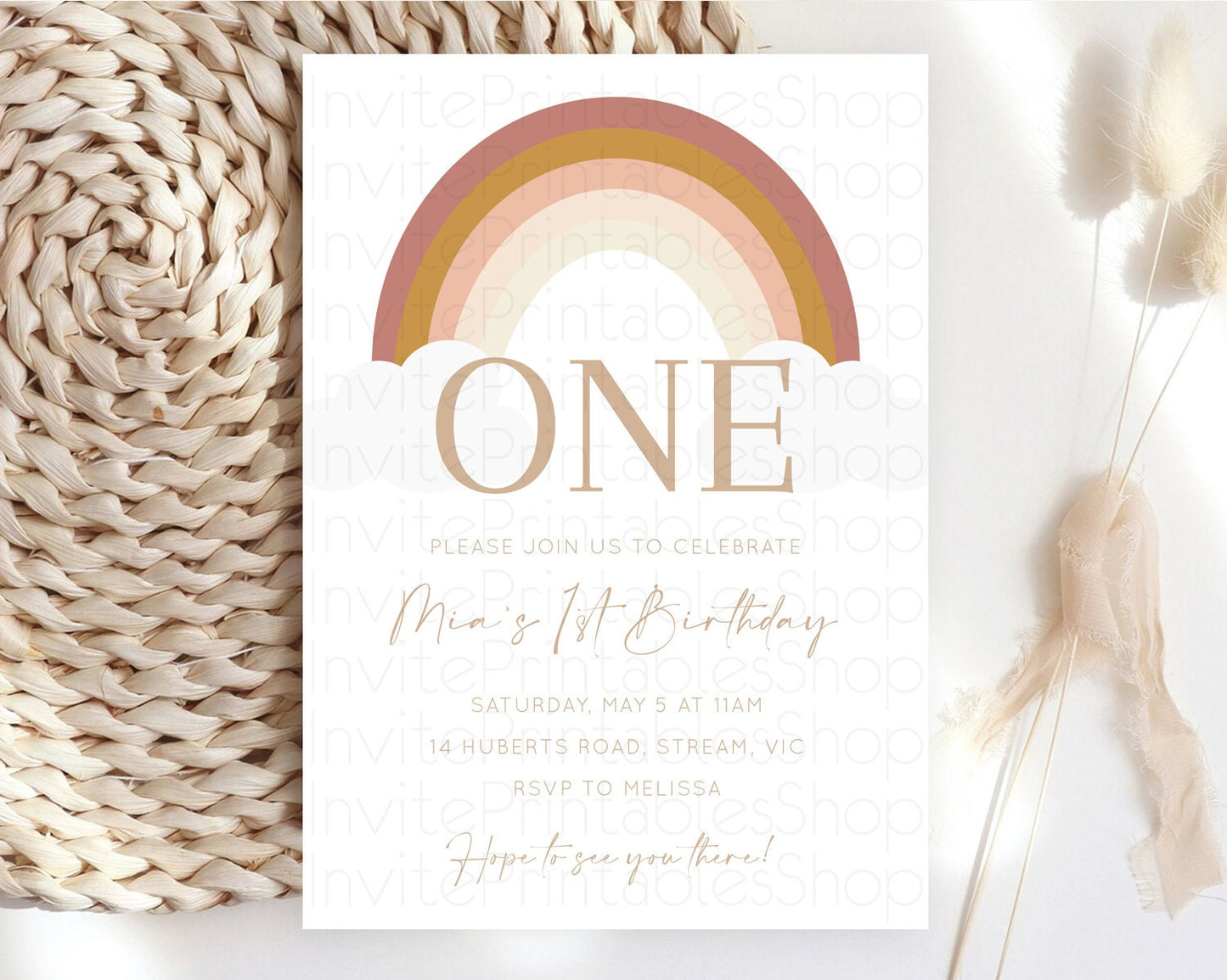 Pastel Rainbow Birthday Invitation Pastel Rainbow Invitation Rainbow Invitation Pastel Invitation Boho Rainbow 1st First Birthday D10122