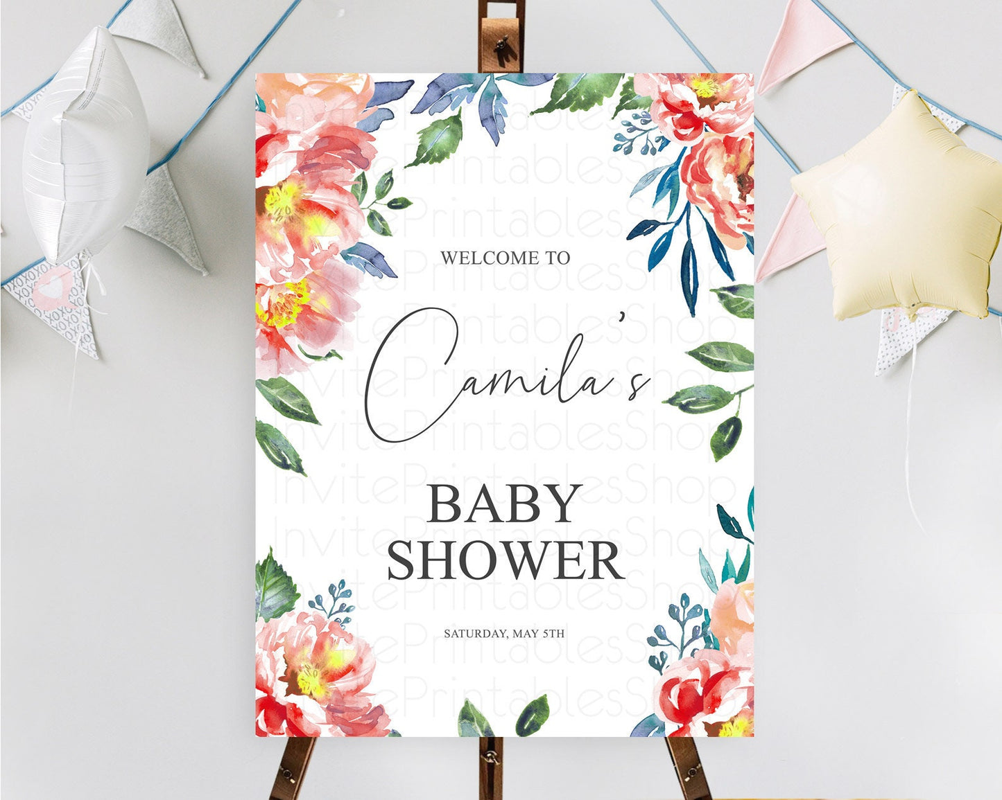 Secret Garden Baby Shower Welcome Sign Wildflower Welcome Board Pastel Flower Garden Welcome Poster Boho Wildflower Welcome Sign D10751