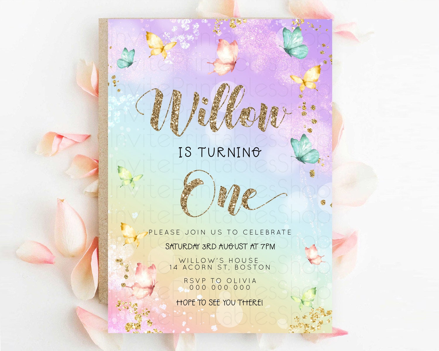 Editable Pastel Butterfly Birthday Invitation Butterfly Birthday Invitation