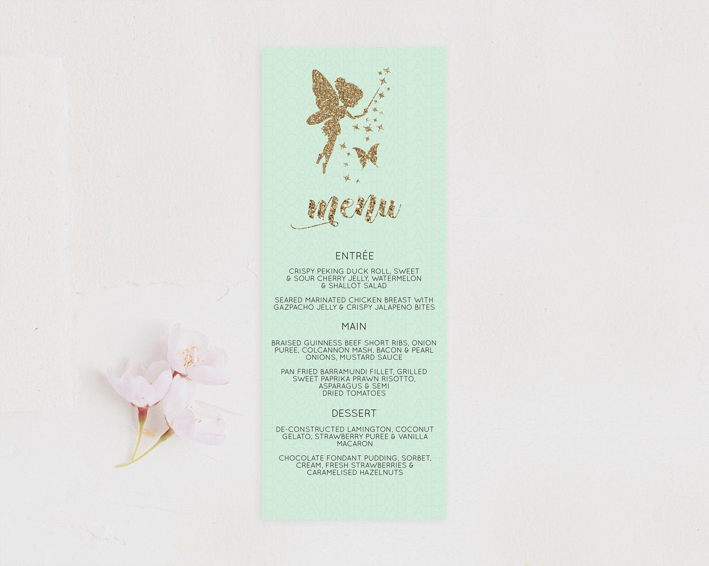 Fairy Menu Fairy Menu Template Enchanted Garden Pastel Floral Butterfly Table Decor Fairy Secret Garden Dinner Dessert Food Menu D10908