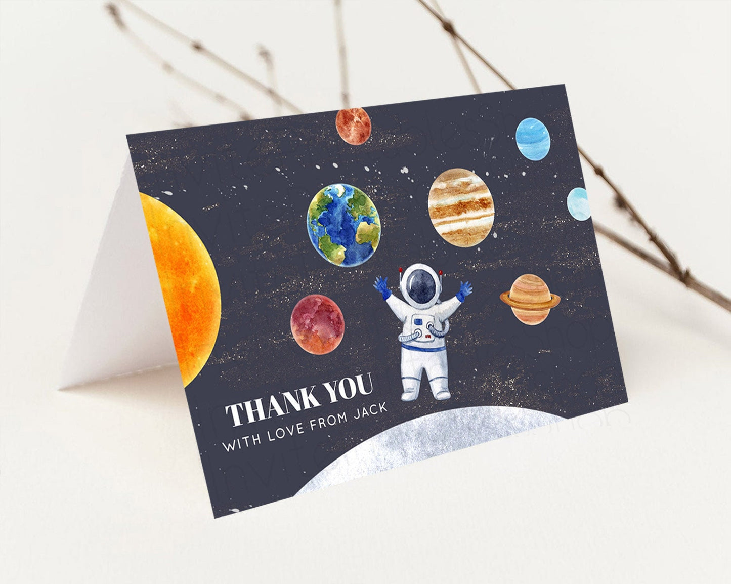 Space Thank You Space Thank You Card First Trip Around the Sun Thank You Card Planets Solar System First Birthday Thank You Cards D10430