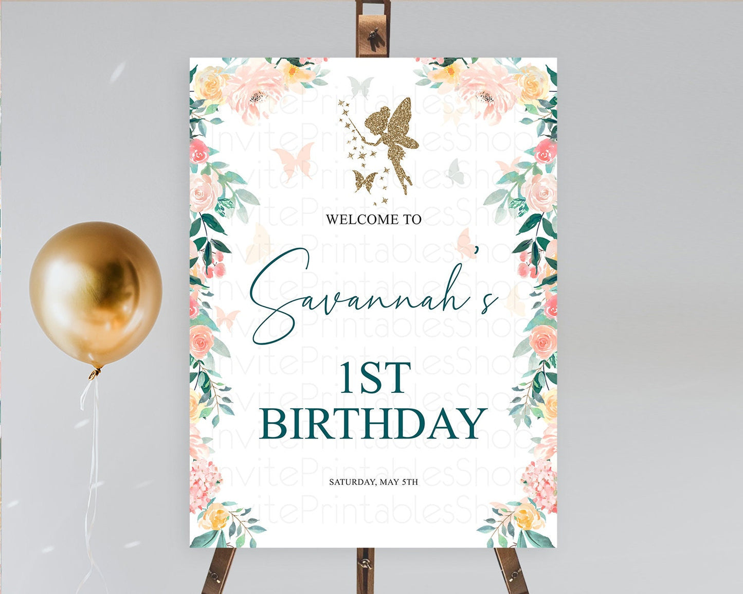 Fairy Welcome Sign Fairy Welcome Board Enchanted Garden Pastel Floral Butterfly Decor Secret Garden First Birthday Welcome Sign D10239