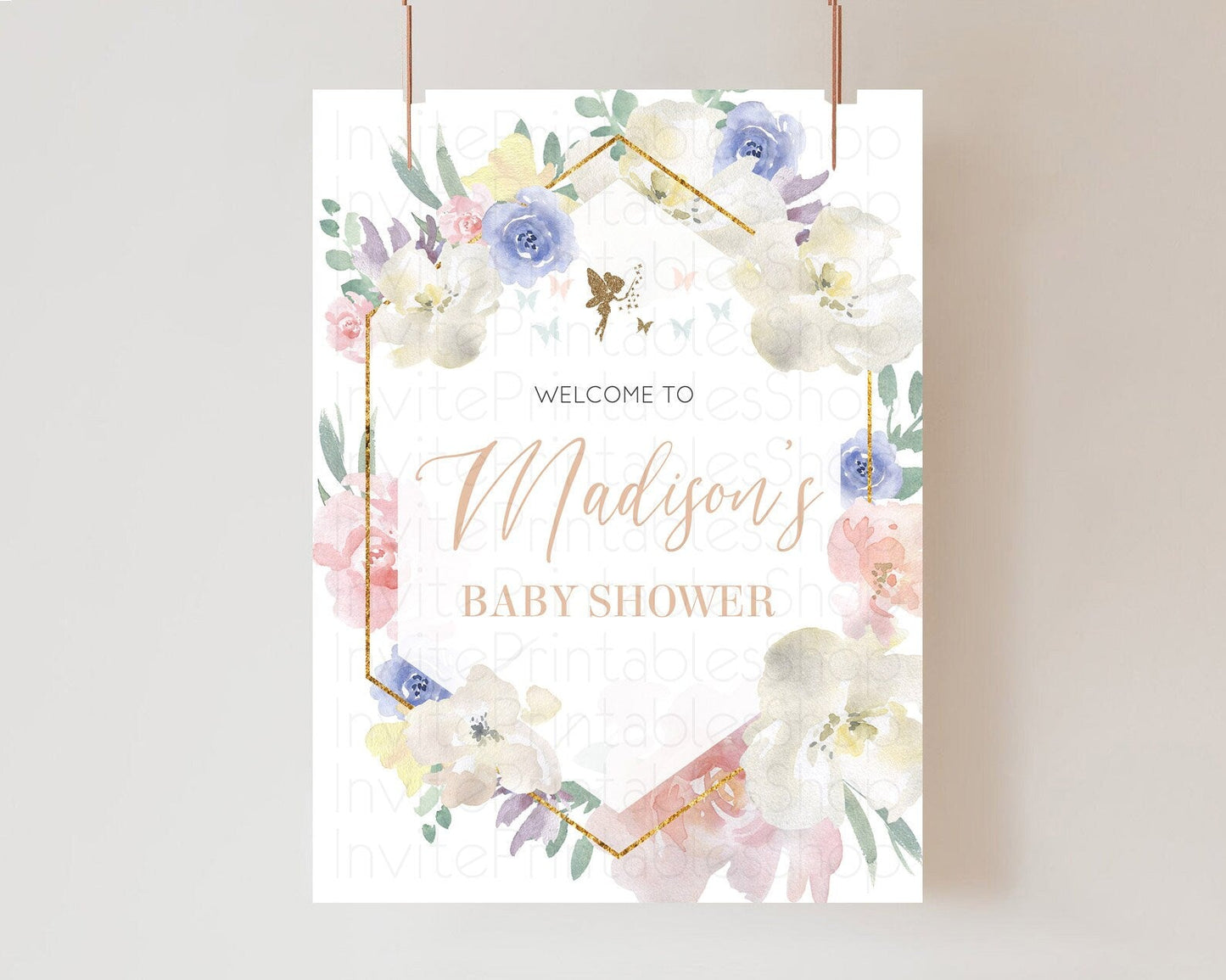 Fairy Baby Shower Welcome Sign Fairy Welcome Board Enchanted Garden Pastel Floral Butterfly Decor Secret Garden Fairy Welcome Sign D10829