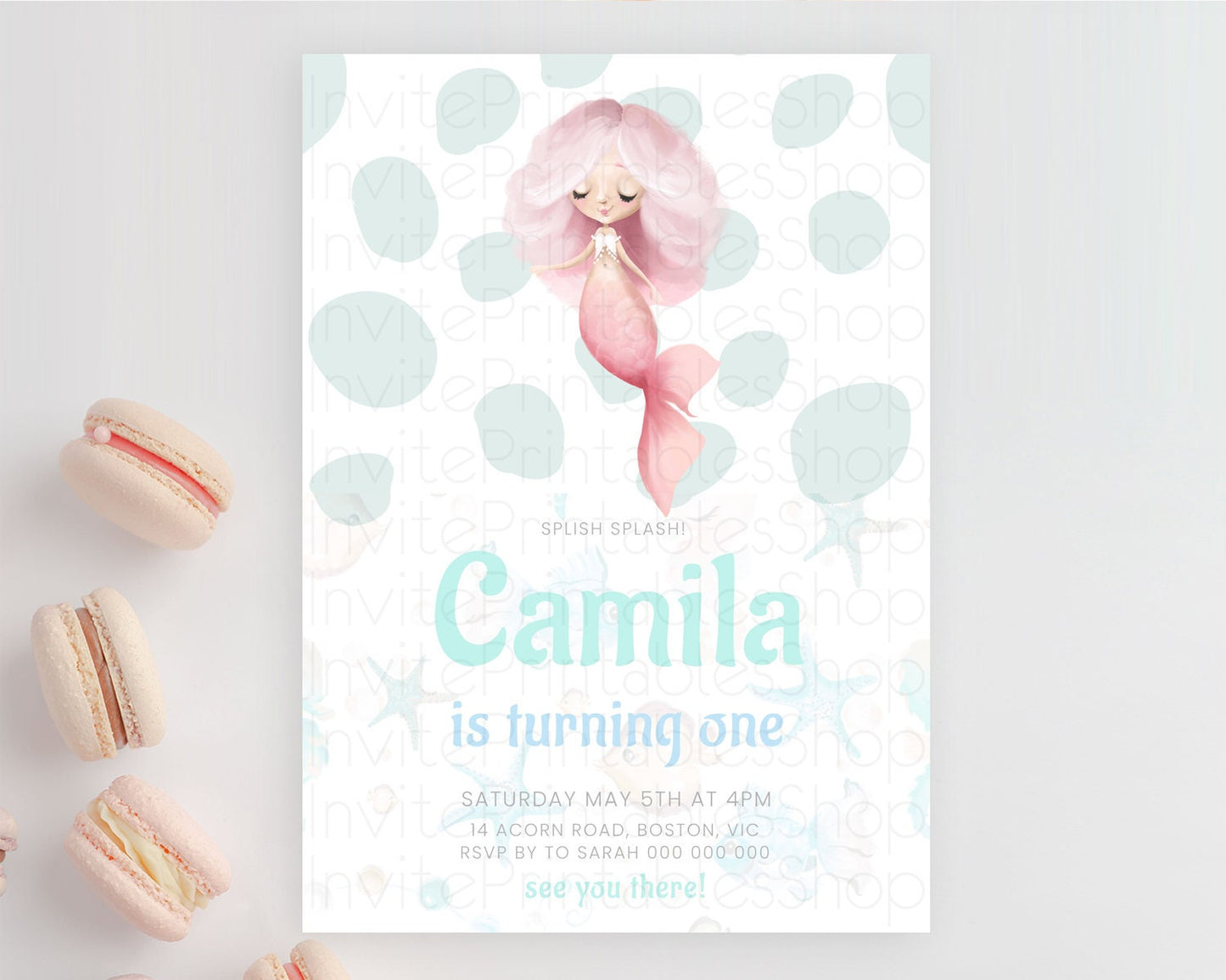 Mermaid Birthday Invitation Mermaid Invitation Rainbow Fish Under The Sea Colorful Pastel Mermaid Pool Party 2nd 1st First Birthday D10149