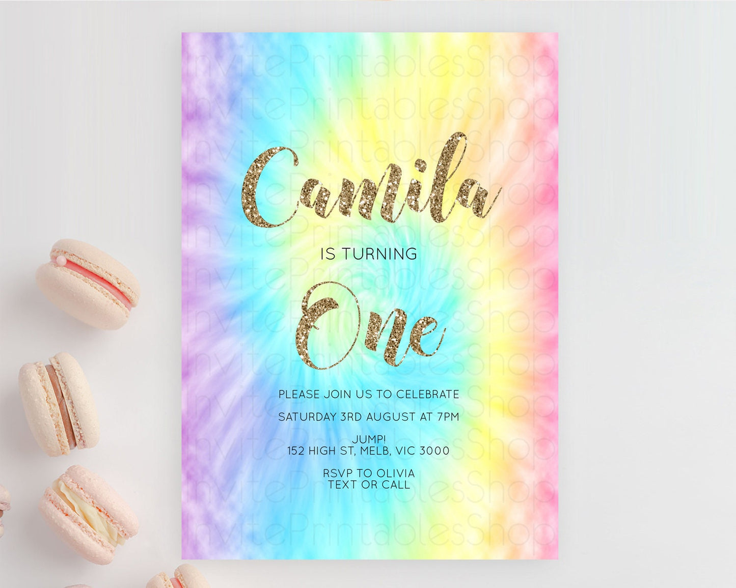 Tie Dye Invitation Rainbow Birthday Invitation Pastel Invitation Colorful Invitation Pastel Rainbow Party 3rd 2nd 1st First Birthday D10580