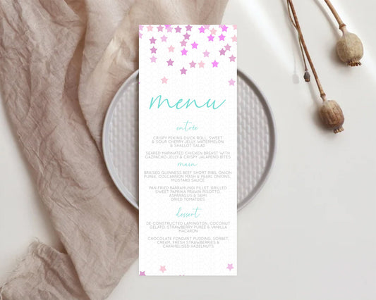 Editable Star Menu Template Pastel Stars Menu Shooting Star Twinkle Little S