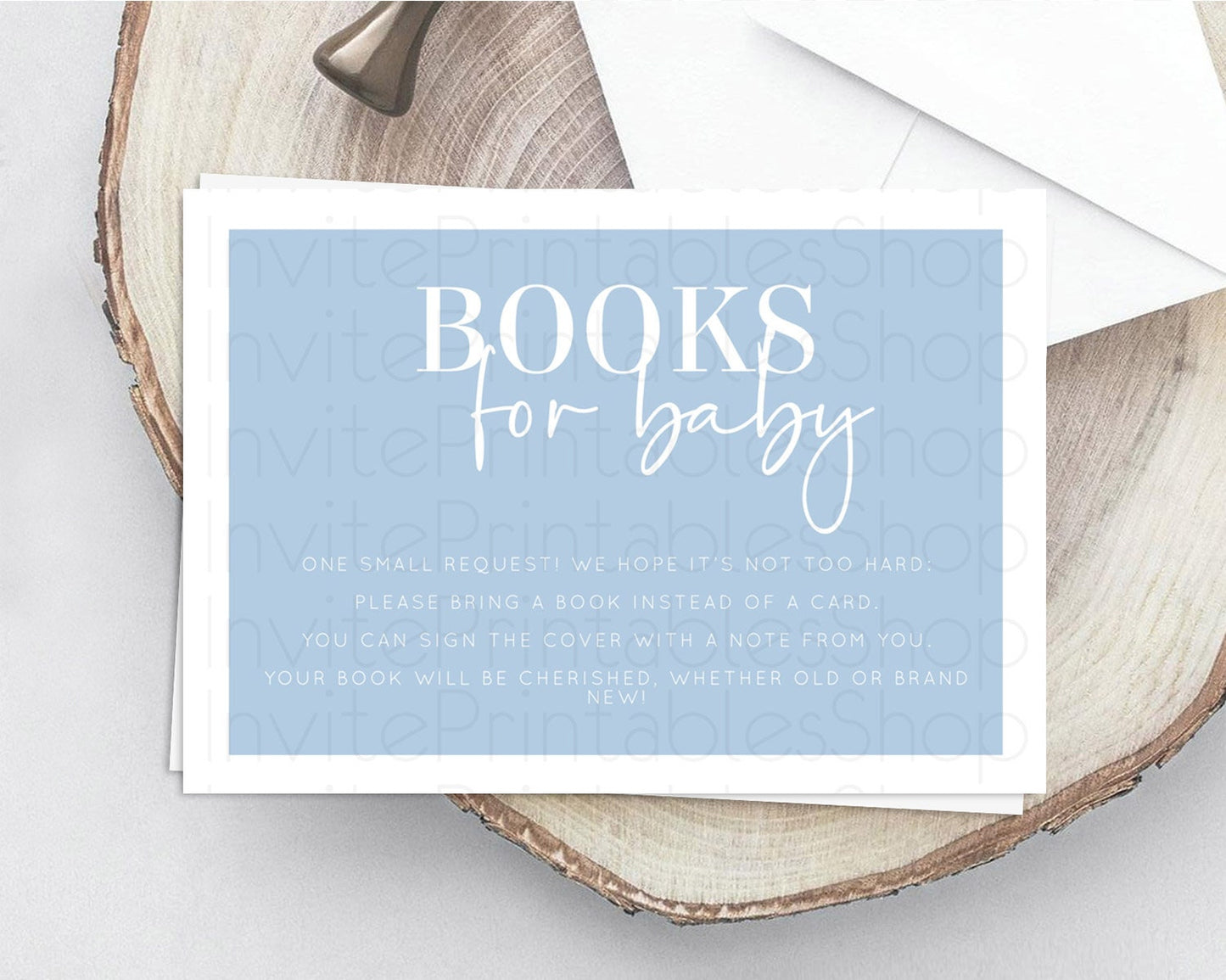 Blue Books For Baby Card Plain Blue Book Insert Minimalist Pastel Blue Book Card Blue Simple Baby Shower Book Poem Request D10734