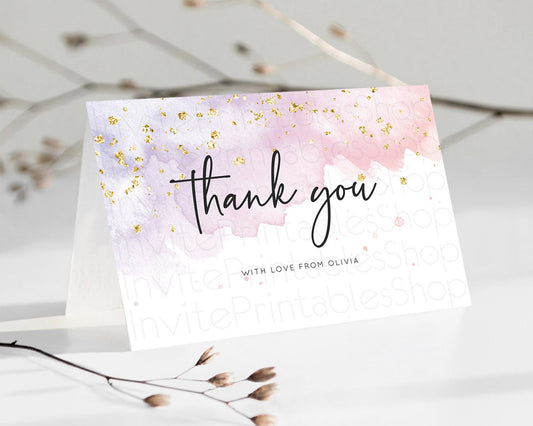 Pastel Thank You Rainbow Thank You Card Colorful Pastel Birthday Thank You Card Confetti Watercolor Pastel Teacher Thank You Cards D10327