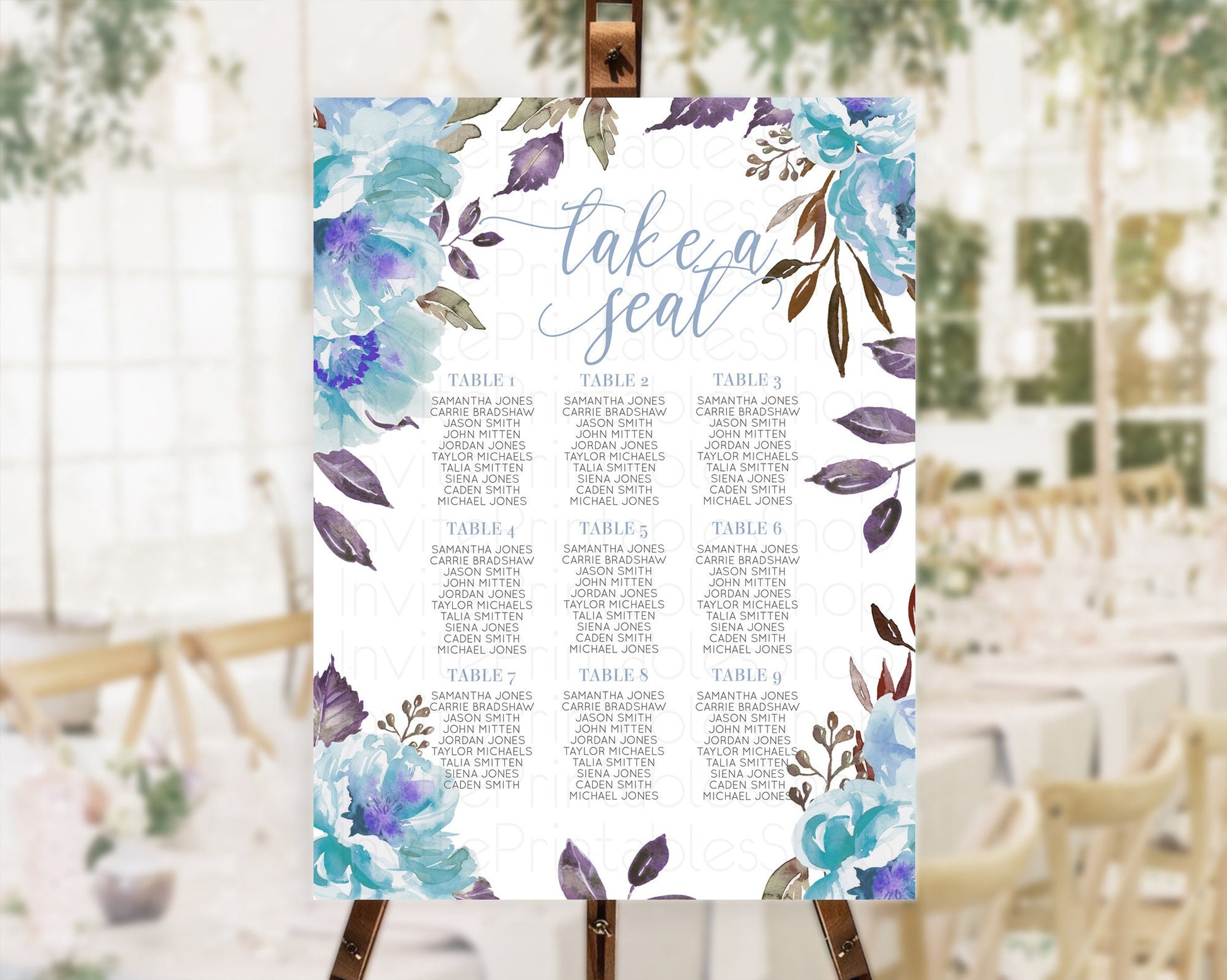 Editable Secret Garden Seating Chart Wildflower Seating Chart Pastel Flowers