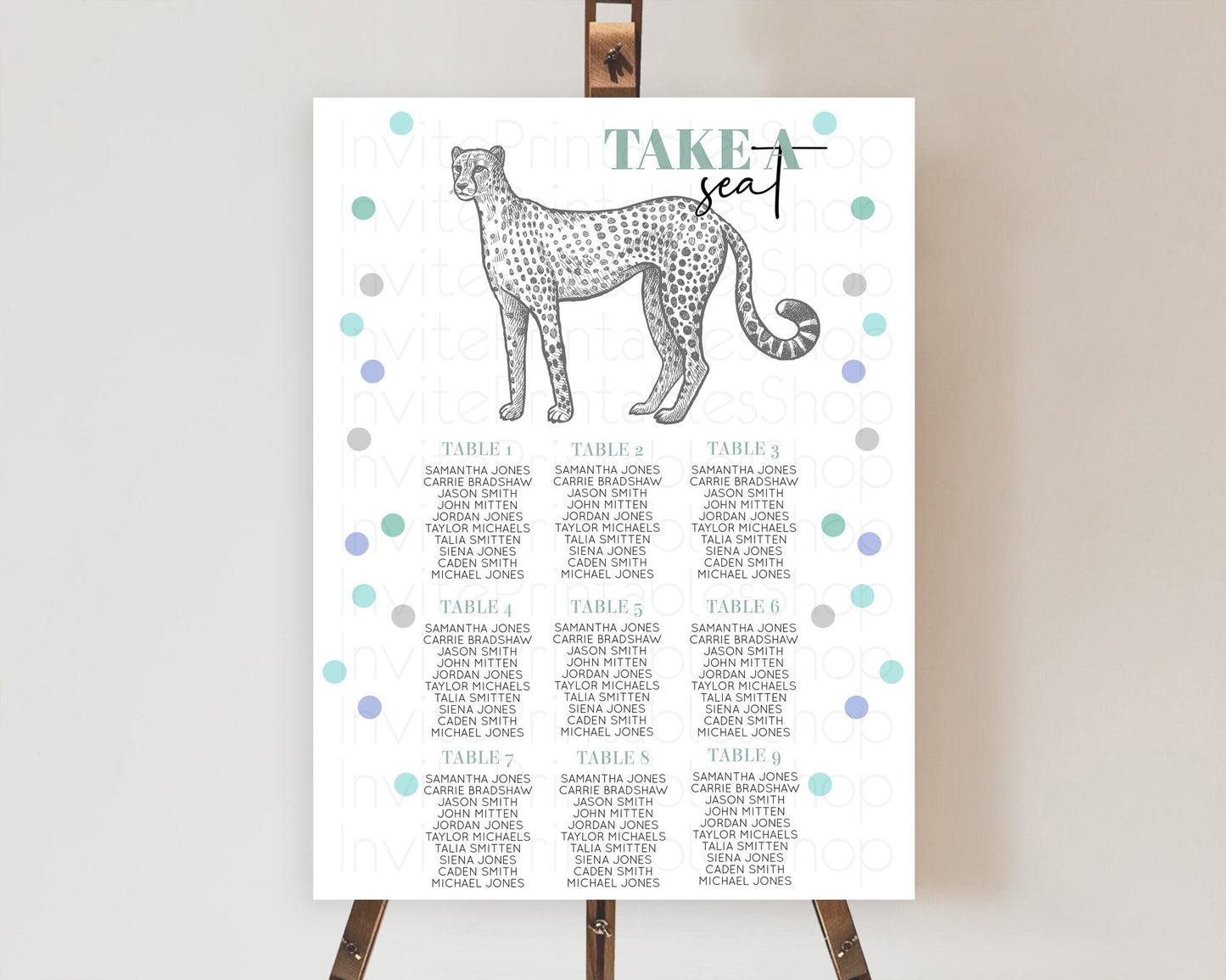 Cheetah Seating Chart Cheetah Seating Sign Cheetah Safari Seating Sign Adventure Cheetah Seating Board Palm Leaf Zoo Take a Seat D10857