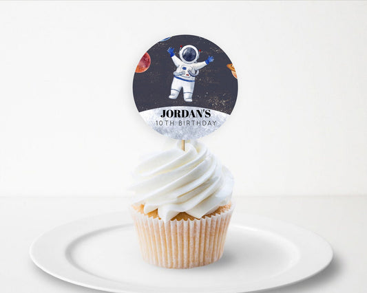 Editable Space Cupcake Toppers Space Decor First Trip Around the Sun Decor D